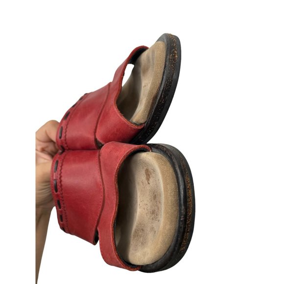 Sebago Women's Red Leather Slide Sandals Size 9.5N - Picture 3 of 7